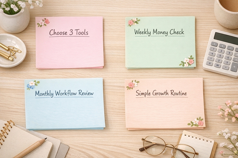 colourful notes on a tidy desk